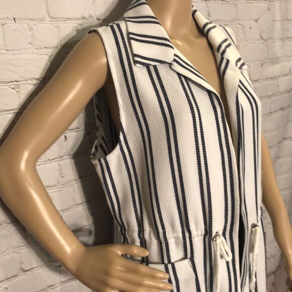 Chico’s Long Striped Drawstring Summery Vest M - Picture 5 of 10